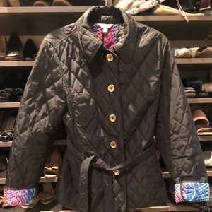 Lilly Pulitzer black quilted jacket, Large